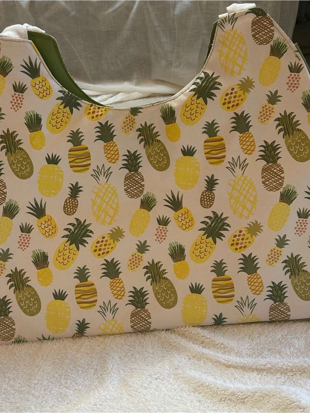 Pineapple Print Tote Bag in Yellow and Green